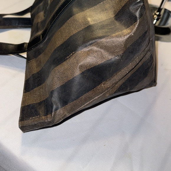 Fendi, Pequin Stripes PVC Handbag Tote 10in x 9in x 7.5in GUC - Picture 10 of 12